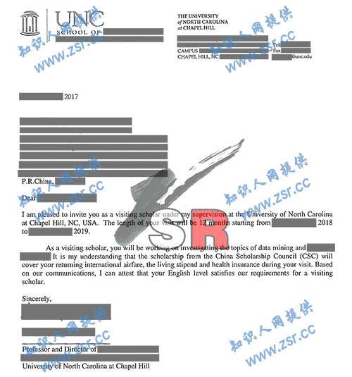 CSC公派访学-人工智能方向获美国北卡教堂山分校邀请函